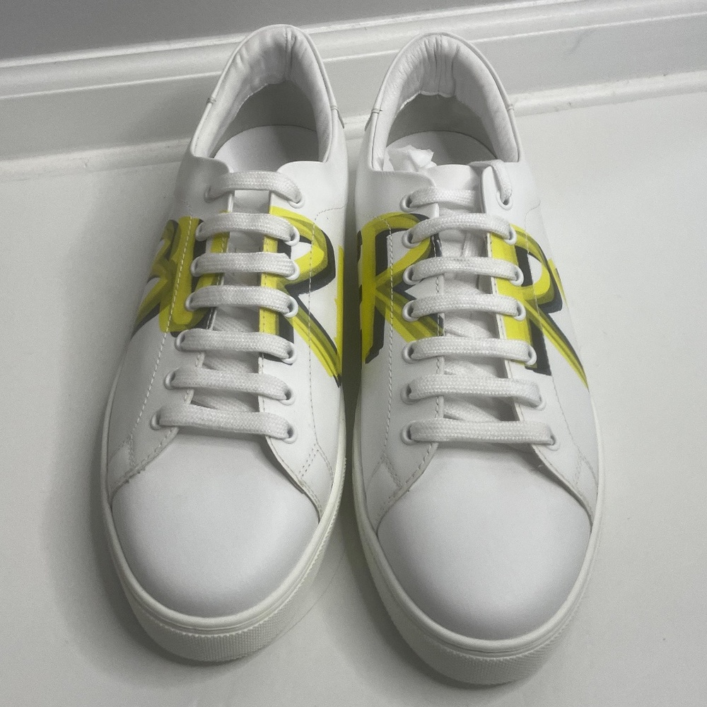 Burberry White Yellow Graffiti Logo Sneakers Italy Size 43 ITLE0SH074CAS